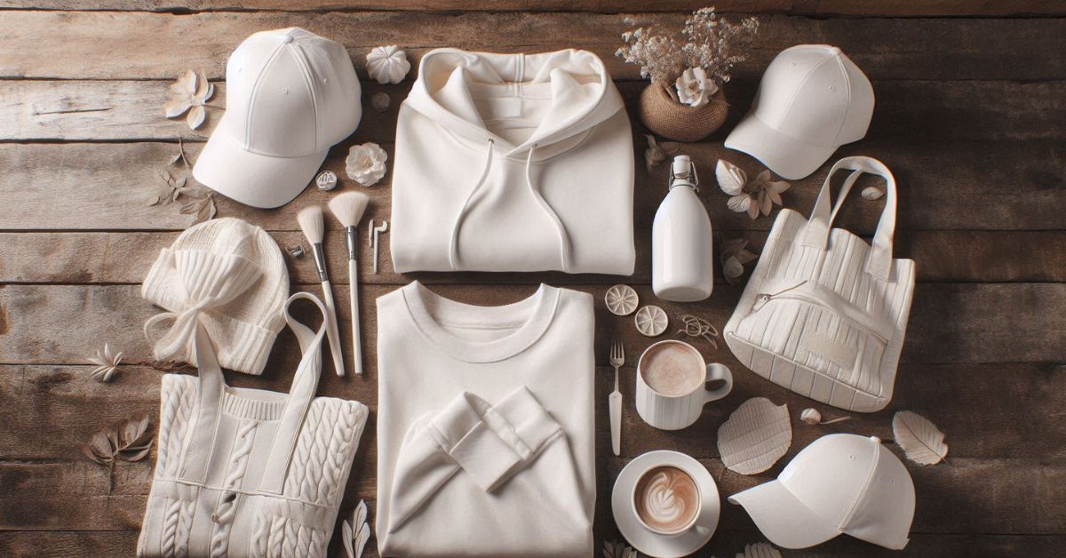 a selection of plain apparel on a wooden table